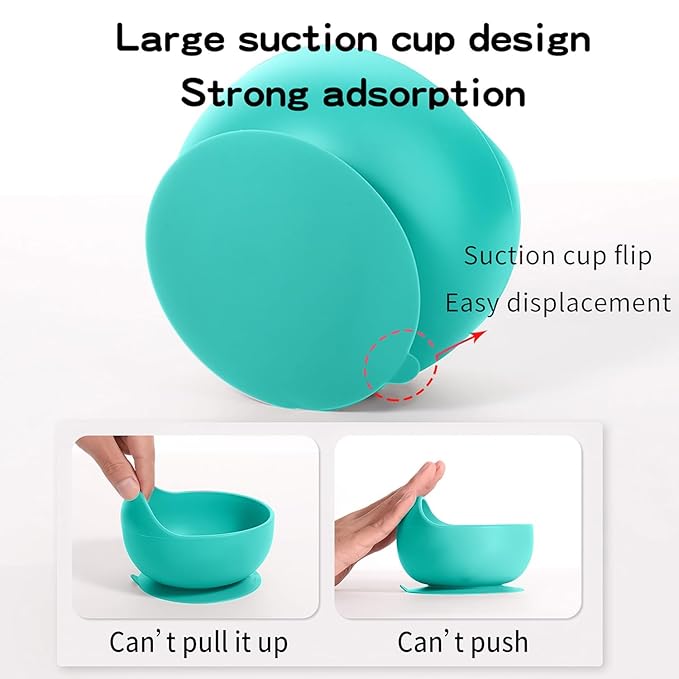 Silicone Baby Feeding Set 6 Pcs BPA Free – Suction Plate, Bowl, Bib, Spoon, Fork & Training Cup | Microwave Safe Toddler Feeding Set (Green)