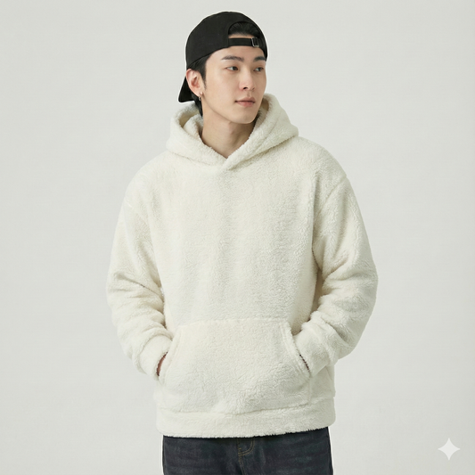Trendy Winter Fur Hoodie for Men – Ultra Soft Cozy Hoodie
